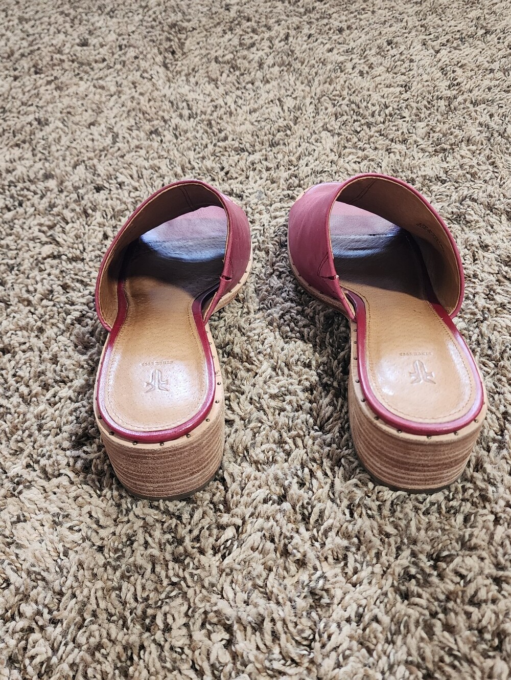 Frye Women's Open Toe Slide Mule Block Heel Plum Color 8.5 Cottagecore - Picture 6 of 13